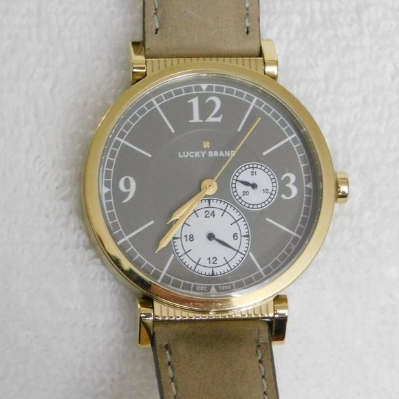 Lucky Brand Accessories - J55 Carmel Boyfriend Beige Leather Band Watch 38mm